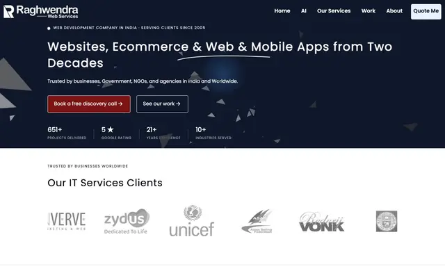 Raghwendra Web Services website