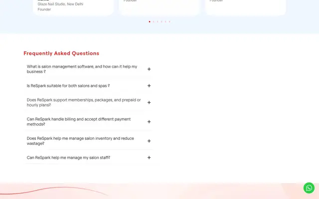 Respark - Salon, Spa Software website