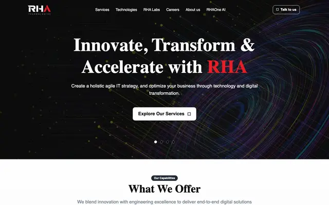 RHA Technologies Pvt Ltd website