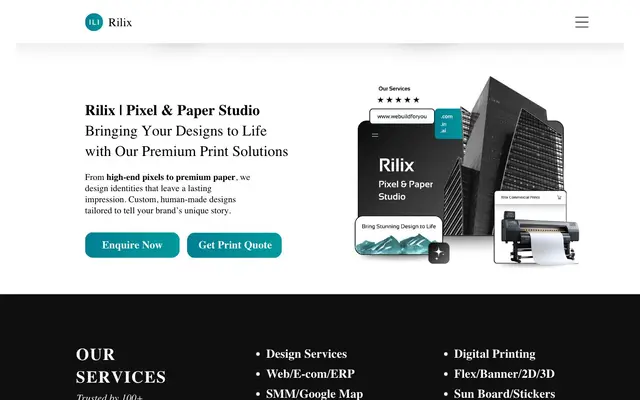 Rilix Design & Print Studio website