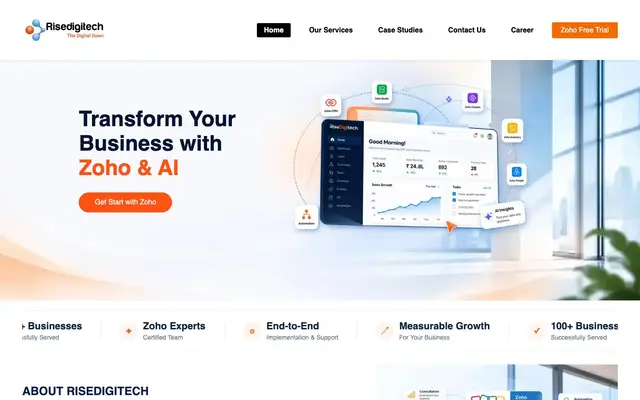 Risedigitech - Zoho Authorized Partner website