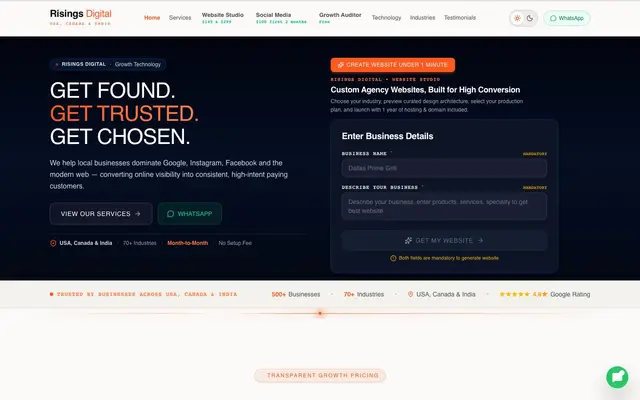 Risings Technologies india website