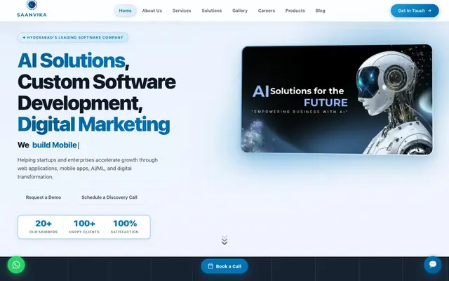 Saanvika software solutions website