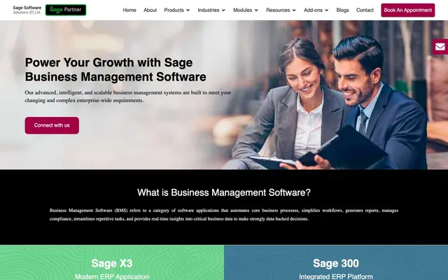 Sage Software Solutions website