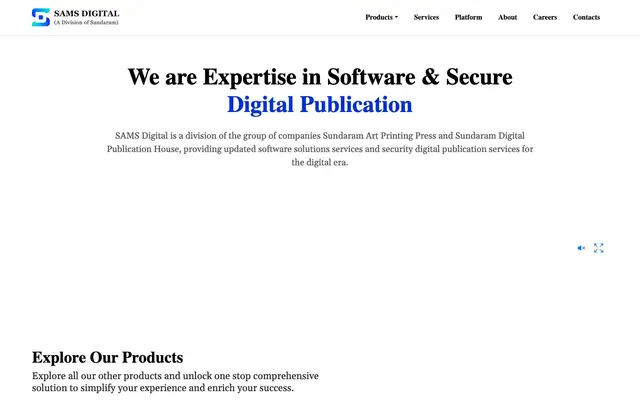 SAMS Digital - Software and Digital Publication Company website