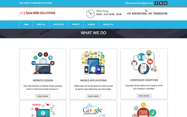 Sam Web Solutions website