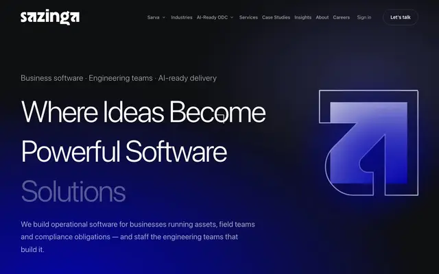 Sazinga Digital Services Pvt. Ltd. website