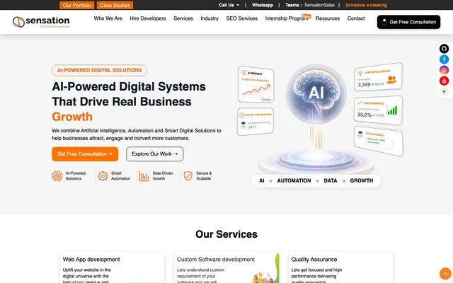 Sensation Software Solutions Pvt. Ltd website