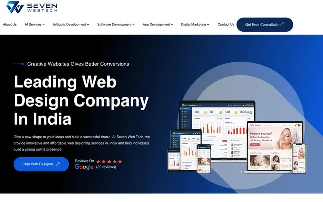 Seven Web Tech website