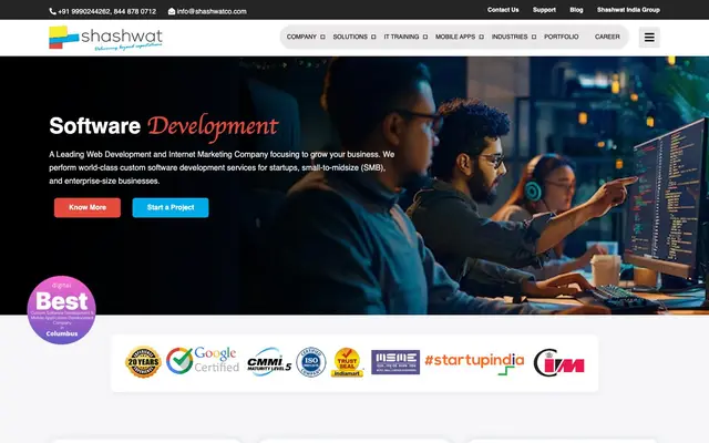 Shashwat Web Technologies website