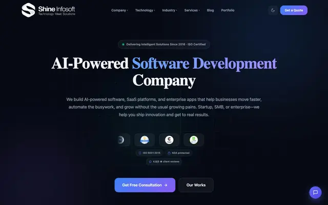 Shine Infosoft website