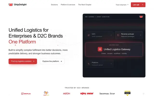 ShipDelight Logistics Technologies website
