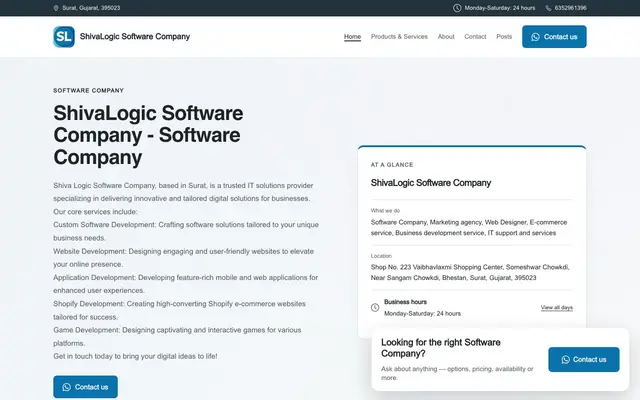 ShivaLogic Software Company website