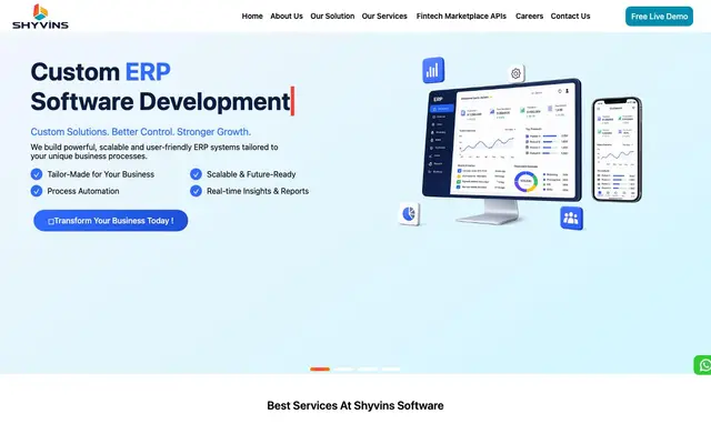 Shyvins Software Solution Private Limited website