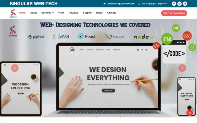 Singular Web Tech website