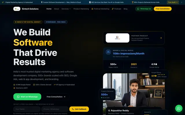 Sintech Solutions website