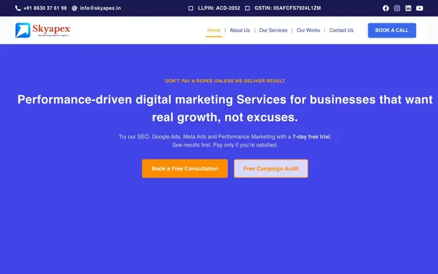 SkyApex Digital Agency LLP website