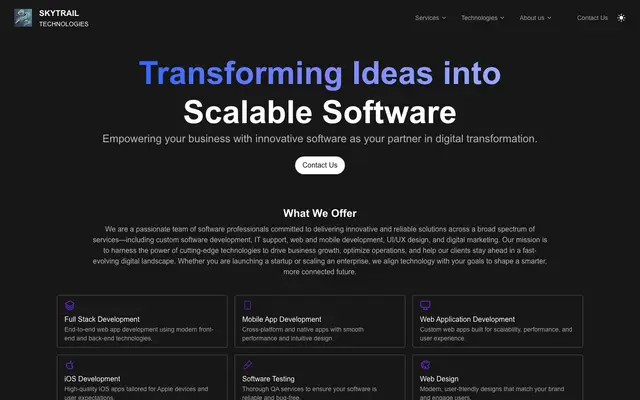 SkyTrail Technologies website