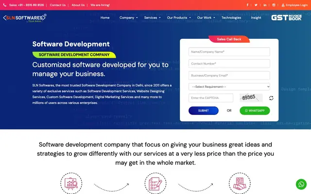 SLN Softwares website