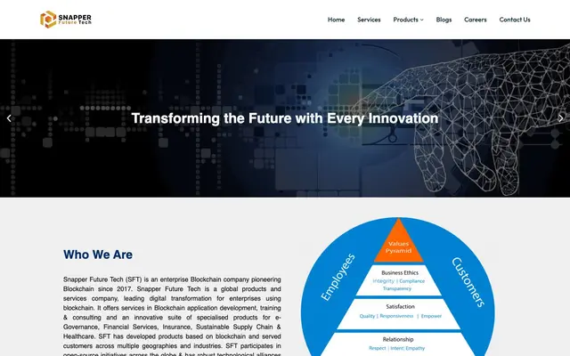 Snapper Future Tech Pvt Ltd - Blockchain Development Company website