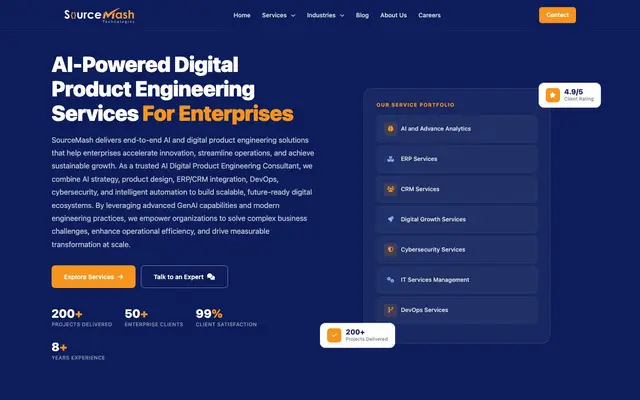 SourceMash Technologies - AI Digital Product Engineering Consultant website
