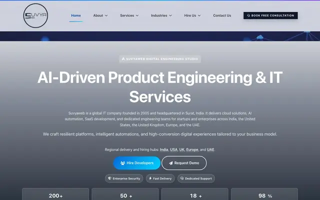 Suvya Web website