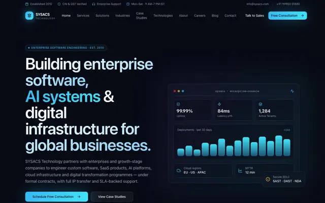Sysacs Technology Pvt Ltd website