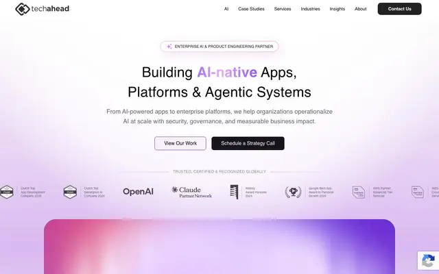 TechAhead - Mobile and Custom Software Development company website