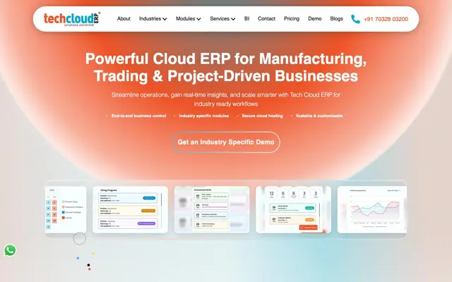 Tech Cloud ERP Software Private Limited website