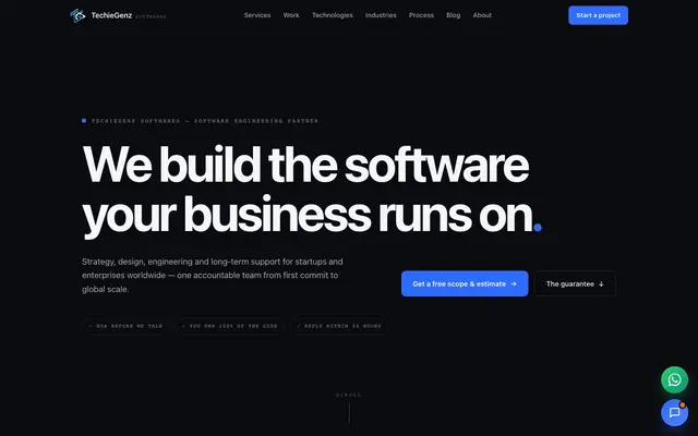 TechieGenZ Softwares website