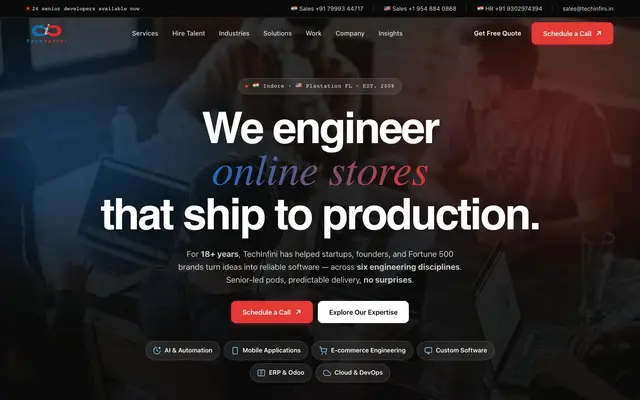 Techinfini Solutions Pvt Ltd website