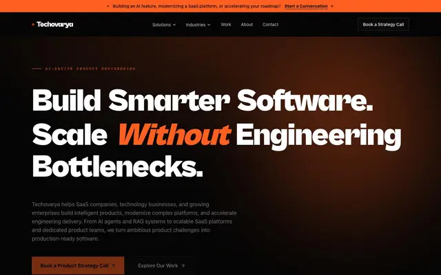 Techovarya solutions Pvt Ltd website