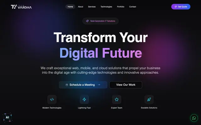 Tech Vardha IT Solutions website