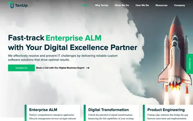 Tenup Software Services website