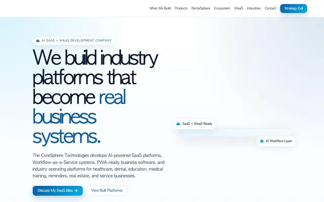 The CoreSphere Technologies website