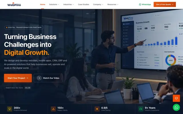 WebPino Softwares website