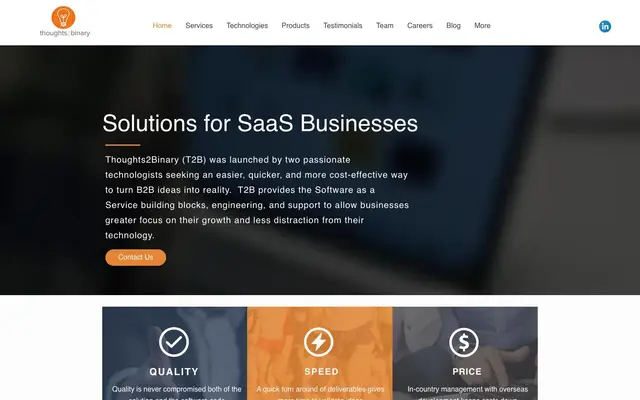 Thoughts2Binary Private Limited website