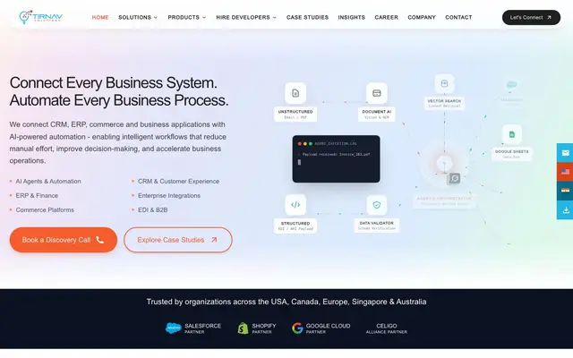 Tirnav Solutions Pvt. Ltd. - AI Automation & Salesforce Consulting Partner website