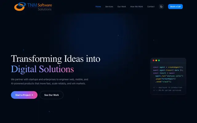 TNM Software Solutions website