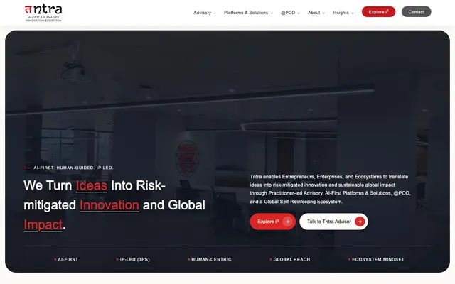 Tntra - AI-First & IP-Enabled Innovation Ecosystem website