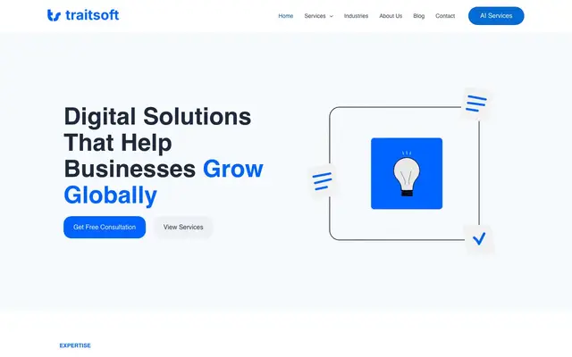 Traitsoft IT Services website