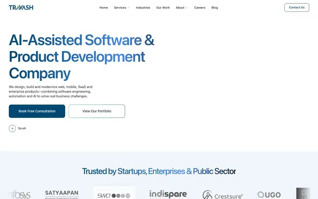 Travash Software Solutions website