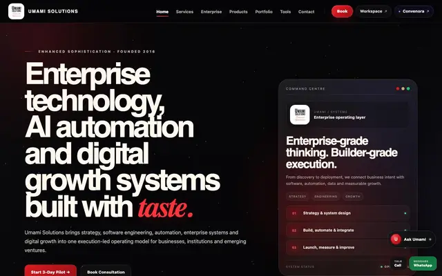 Umami Solutions website