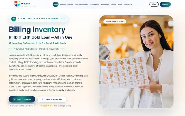 Unicorn Jewellery Software website