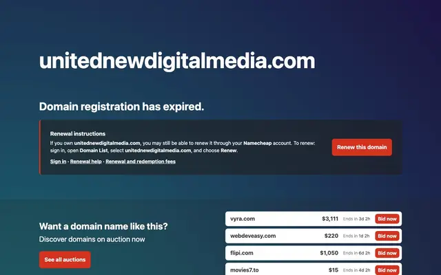 United New Digital Media website