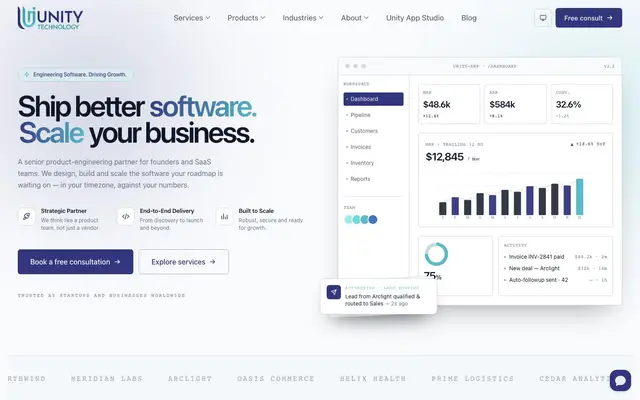 Unity Technology - AI & Business IT Solutions website