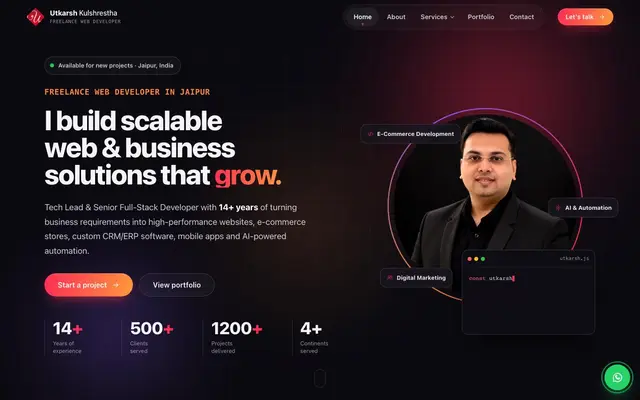 Utkarsh Kulshrestha - Freelance Website Designer in Jaipur website