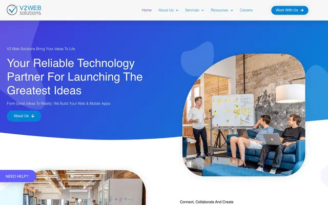V2 Web Solutions website