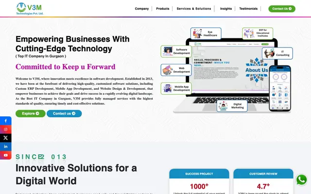 V3M Technologies Pvt. Ltd. website