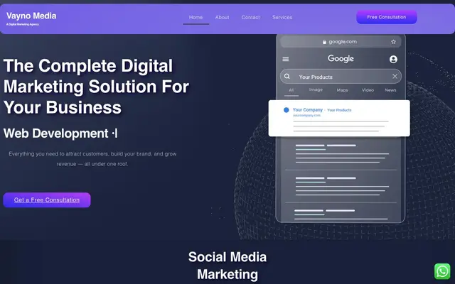 Vayno Media A Digital marketing Agency website